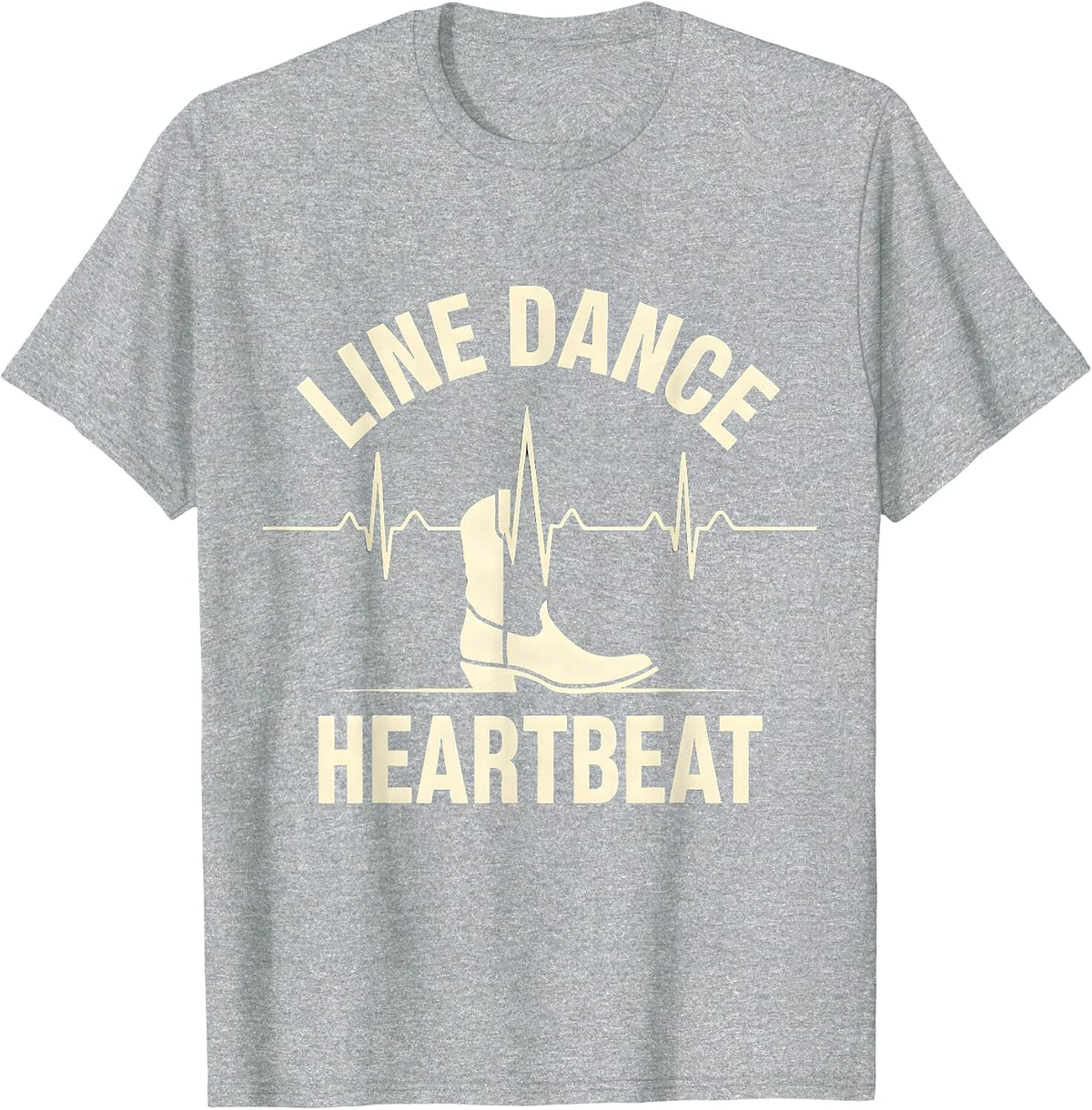 Men's Line Dance Heartbeat EKG Pulse Line Dancing Hobby Pride T-Shirt - Heather Grey