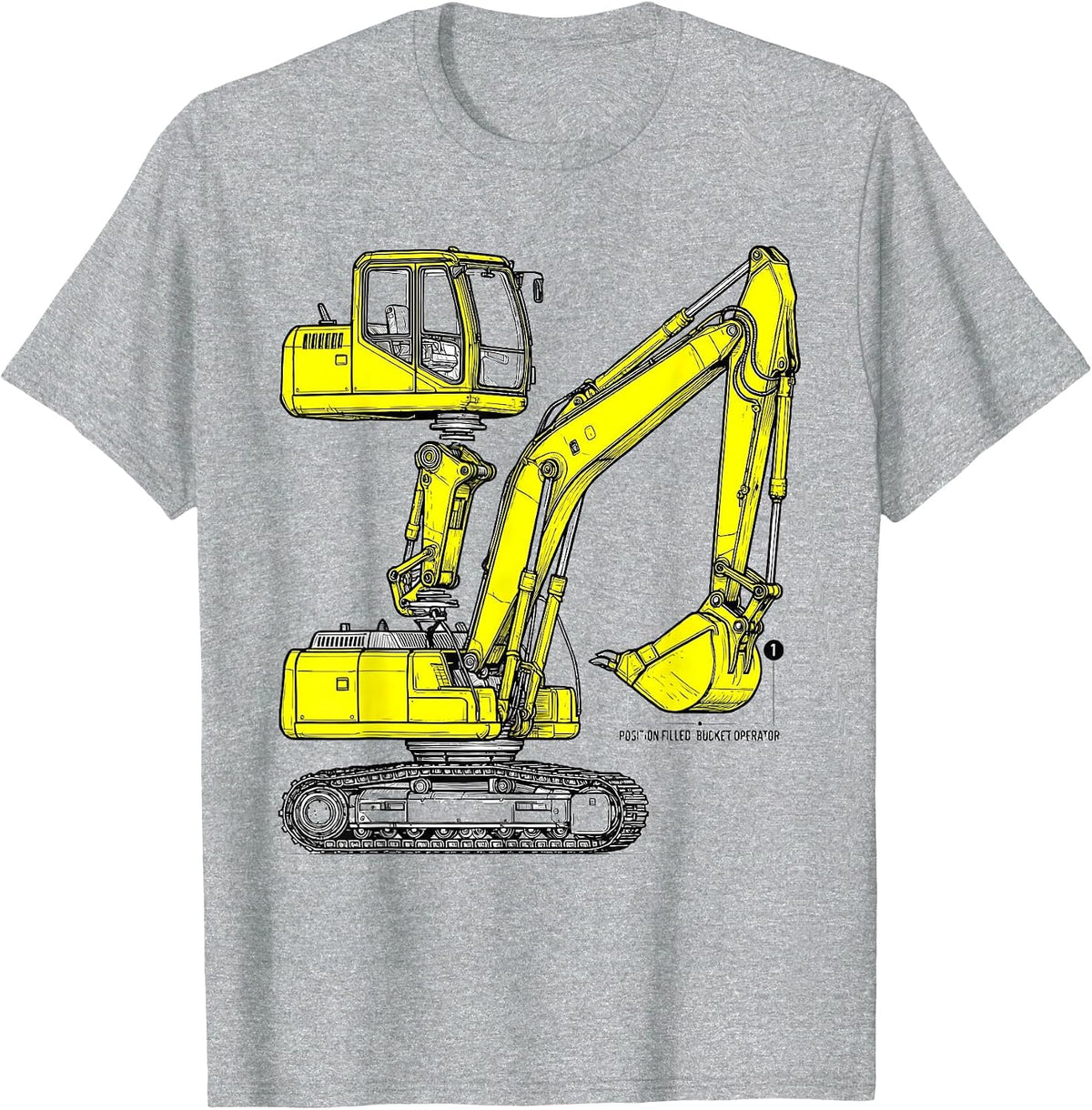 Men's Position Filled Bucket Operator Funny Excavator Construction T-Shirt - Heather Grey