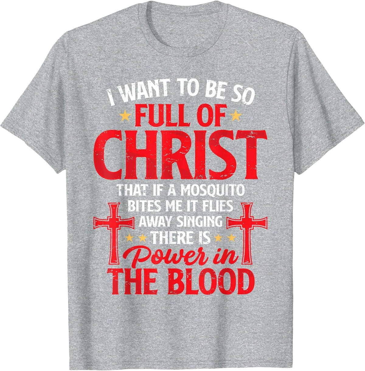 There's Power in Blood Funny Religious Christian Faith Jesus T-Shirt - Heather Grey