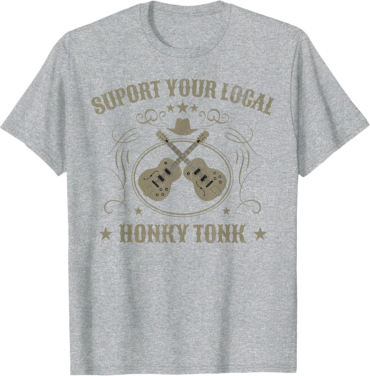 Support Your Local Honky Tonk Country Music Bar T-Shirt - Heather Grey