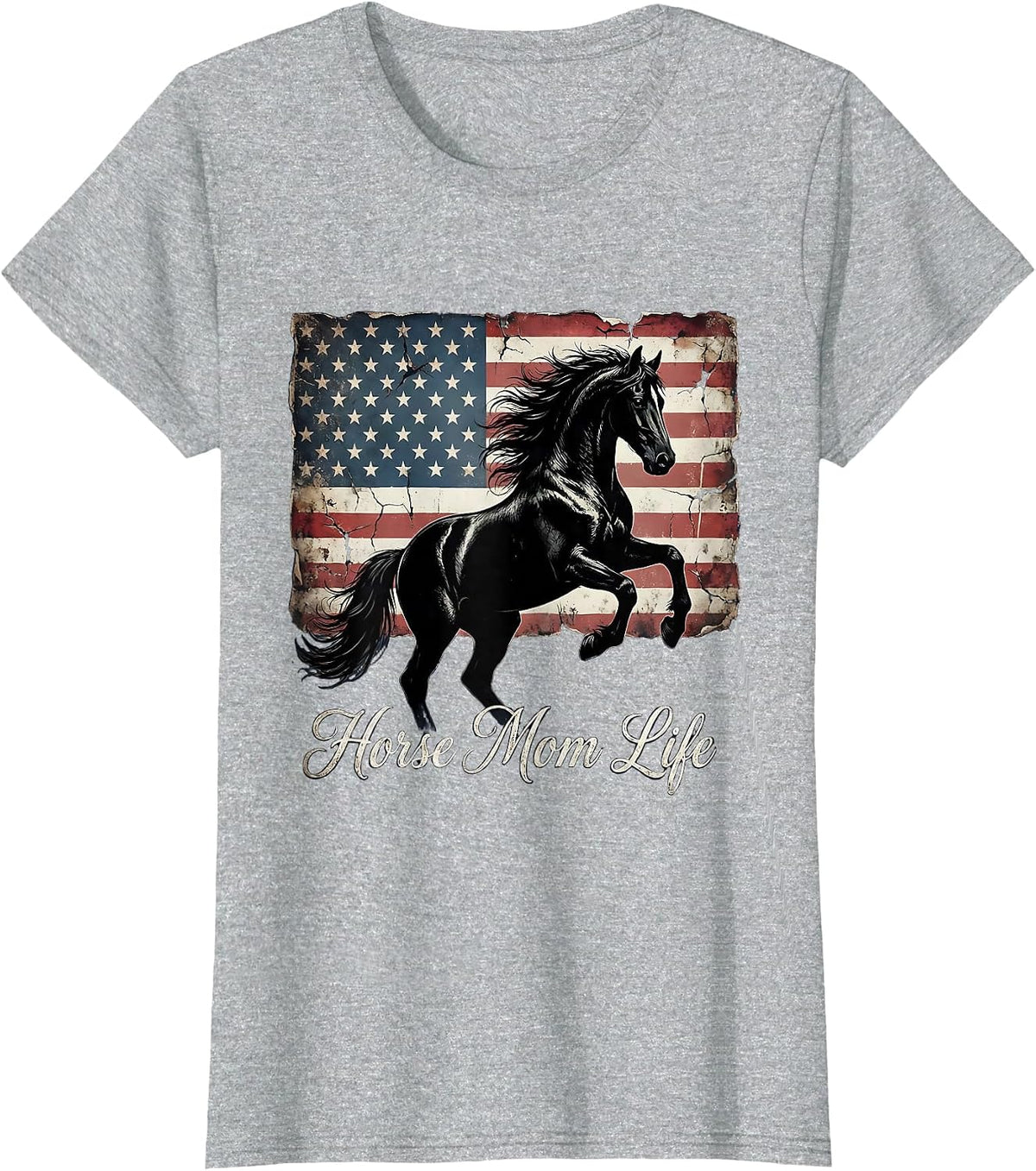 Horse Mom Life Graphic Design T-Shirt - Heather Grey