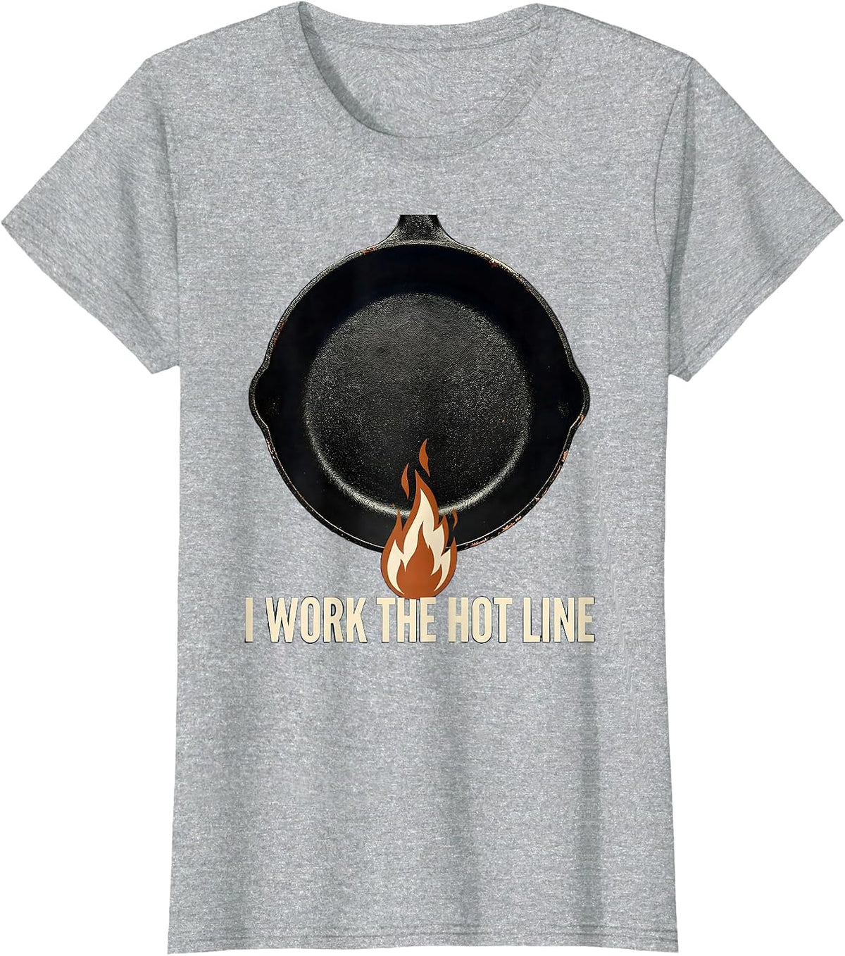 Women's I Work The Hot Line Vintage Funny Chef Line Cook Kitchen T-Shirt - Heather Grey