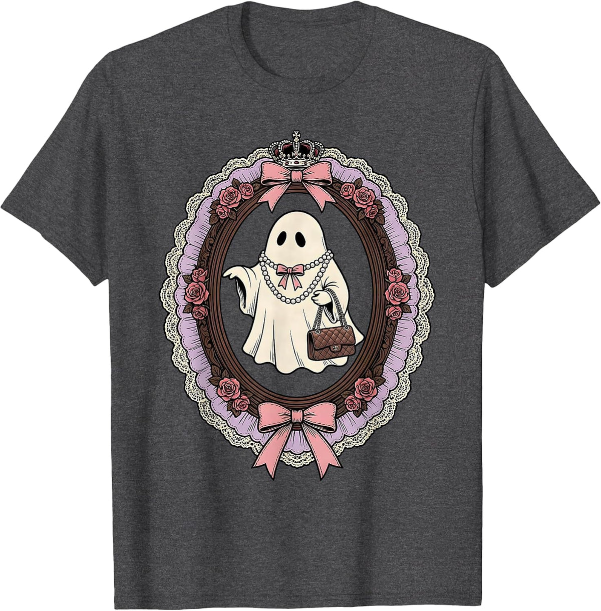 Men's Boo-Jee Ghost Pearls and Designer Handbag T-Shirt - Dark Heather Grey