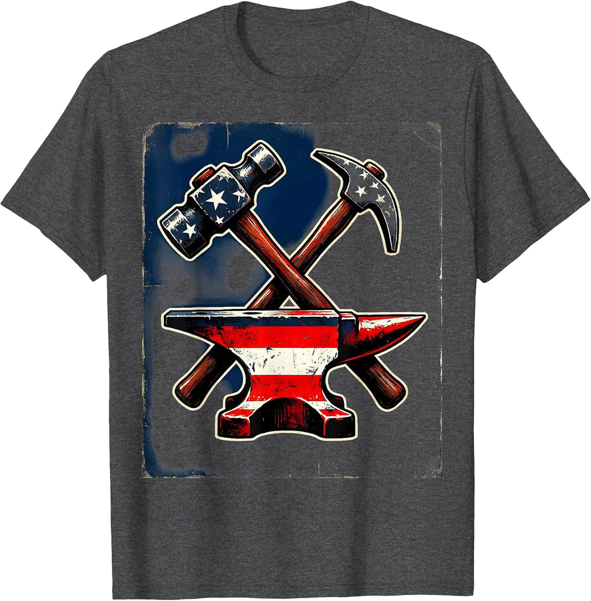 Labor Day Blacksmith Anvil Graphic Design T-Shirt - Dark Heather Grey