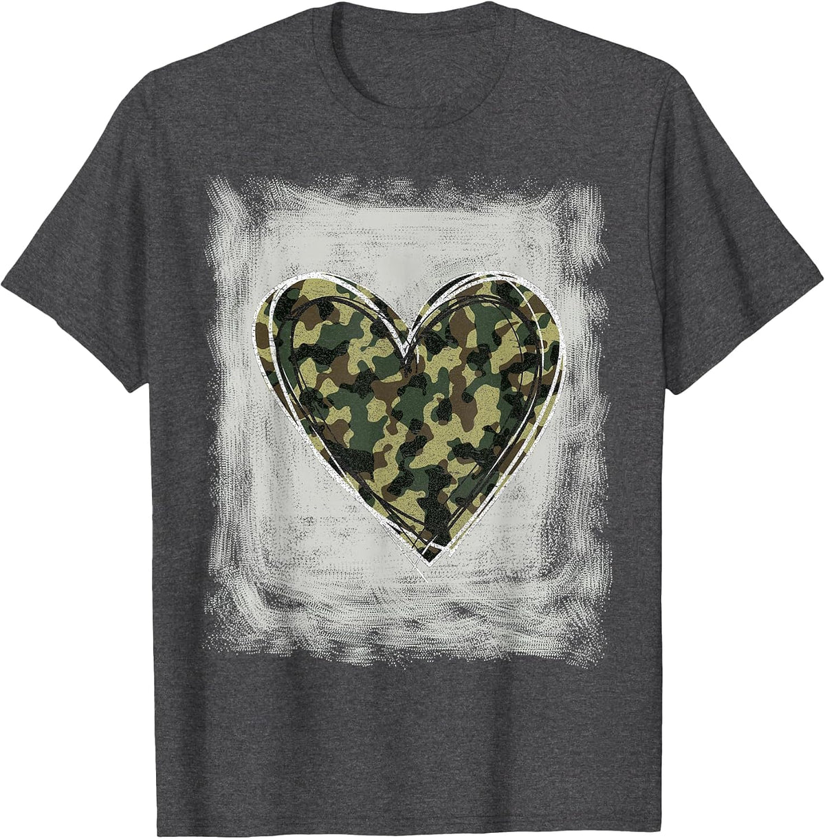 Camo Army Heart Bleached Shirts Forces Memorial Day Womens T-Shirt - Dark Heather Grey
