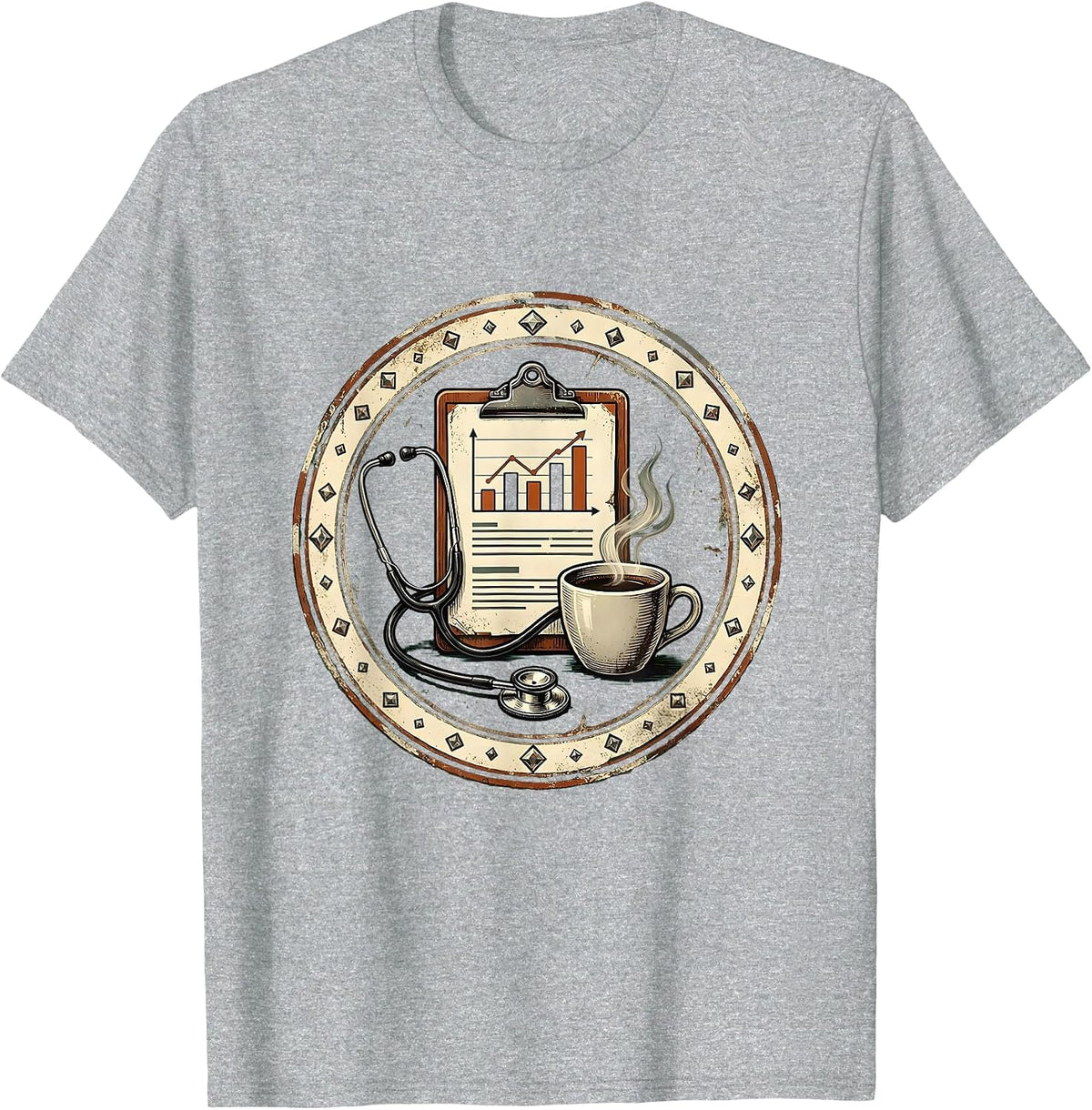 Men's Medical Assistant Clipboard and Coffee Graphic T-Shirt - Heather Grey
