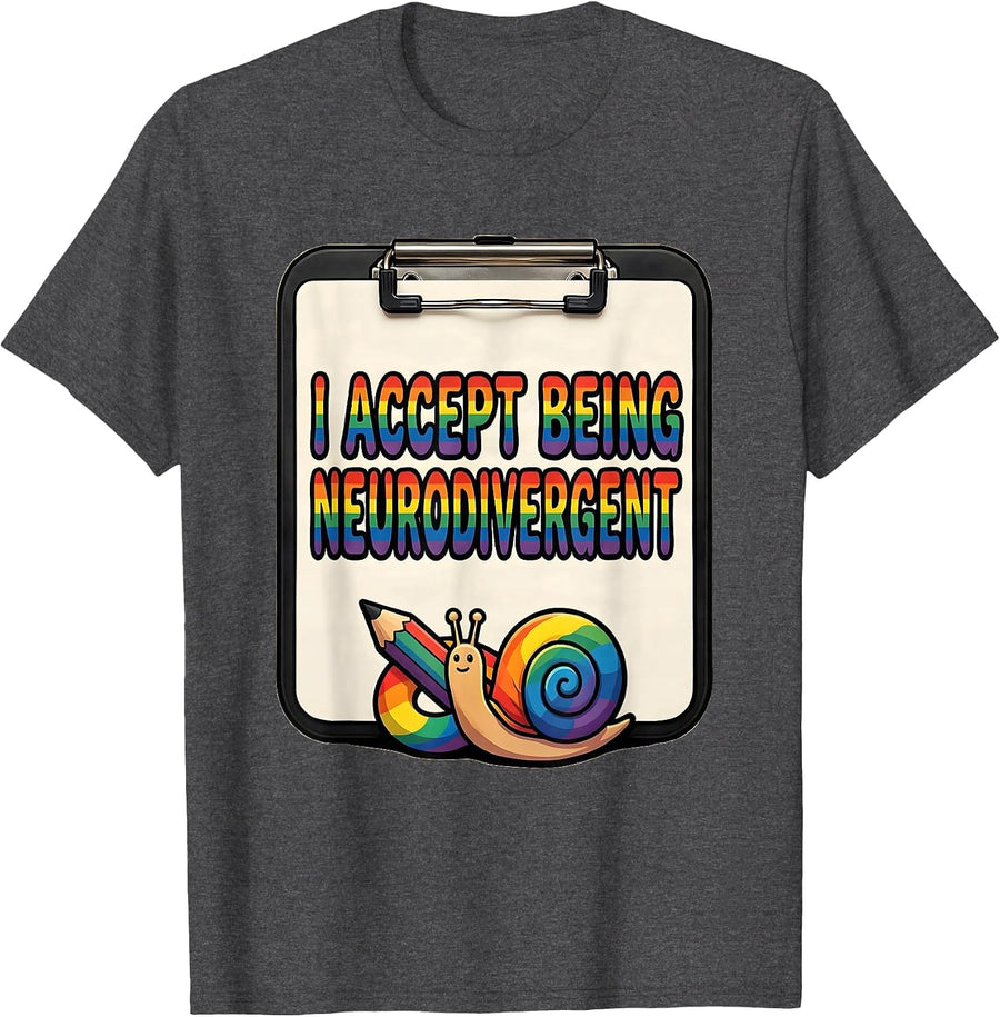 Men's I Accept Being Neurodivergent Funny Neurodiversity T-Shirt - Dark Heather Grey