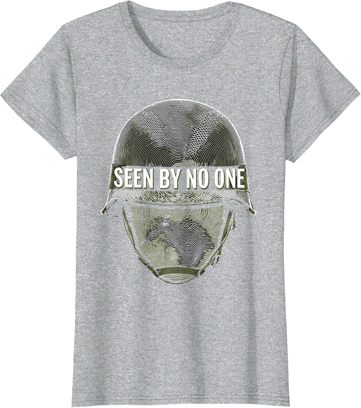 Seen By No One Camouflage Stealth Design T-Shirt - Heather Grey