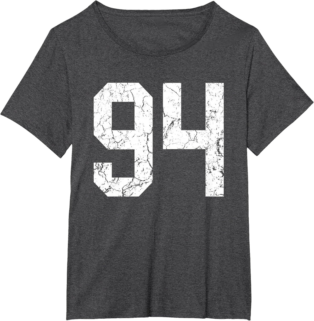 Grunge White Number 94 Jersey Uniform Player Fan T-Shirt - Dark Heather Grey
