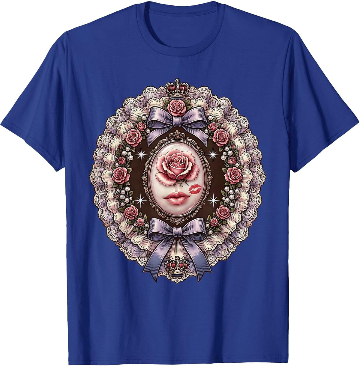 Gigi Elegant Kiss Blowing Sparkles Graphic Design T-Shirt - Royal Blue