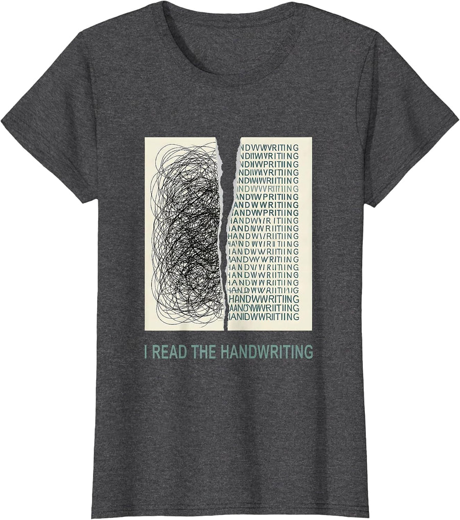 Women's I Read The Handwriting Funny Pharmacy Tech Pharmacist T-Shirt - Dark Heather Grey