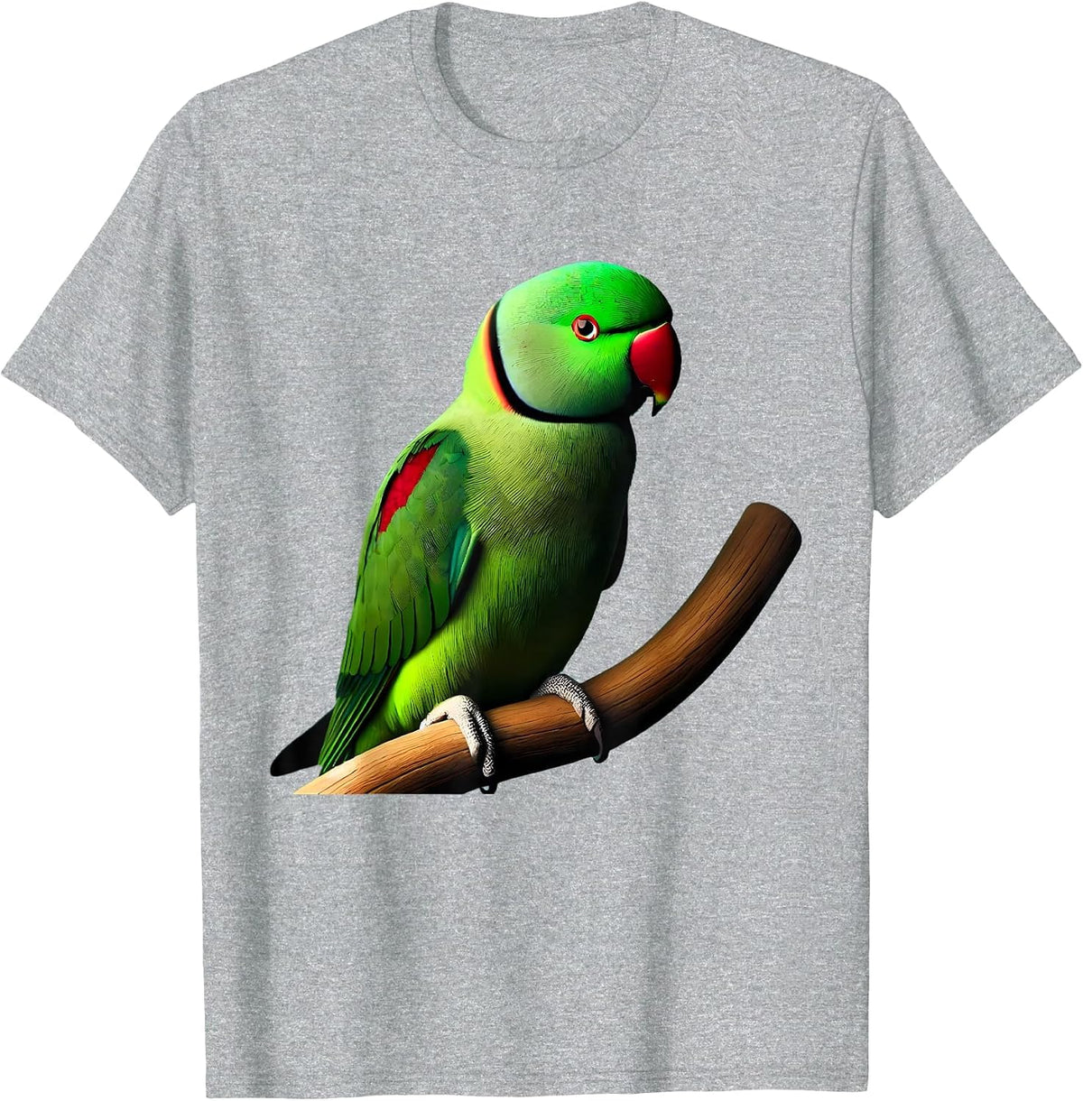 Ringneck Parrot Parakeet Bird Lover T-Shirt - Heather Grey