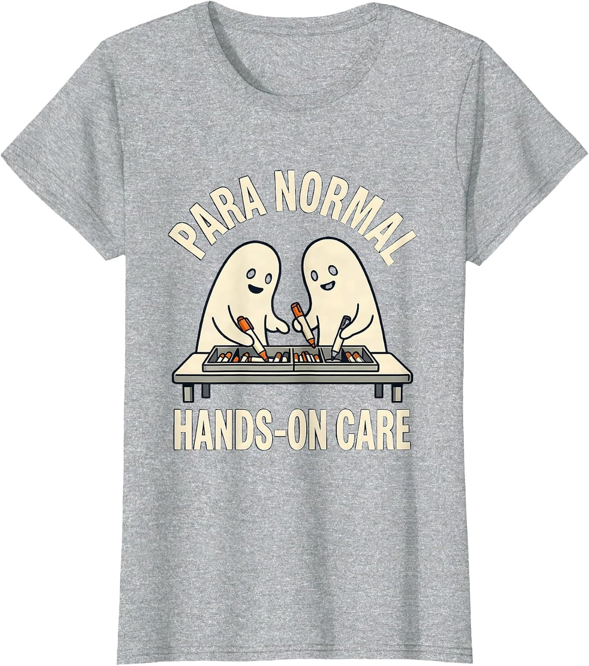 Para Normal Hands-On Care Funny Ghost Paraprofessional T-Shirt - Heather Grey