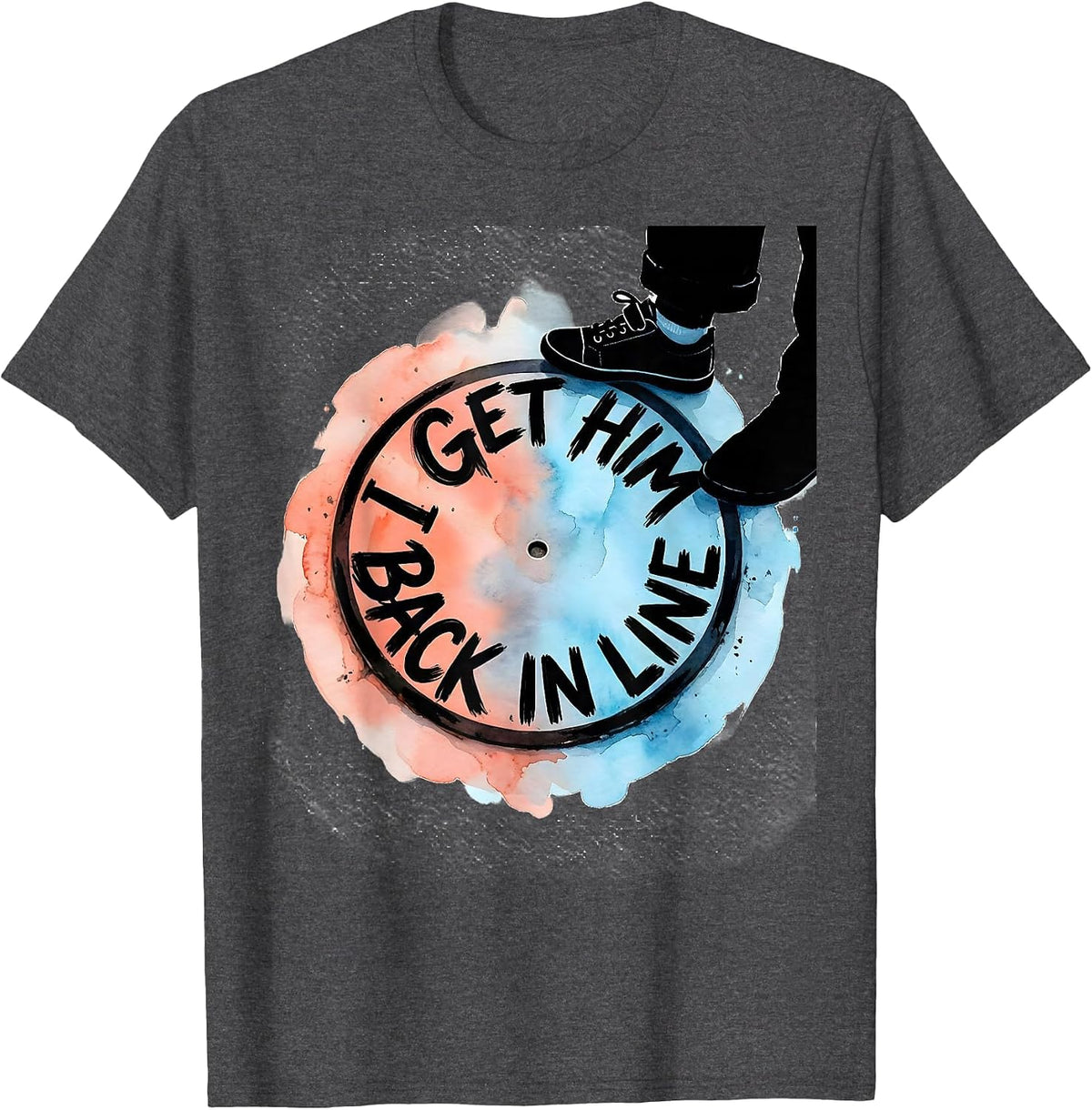 Men's I Get Him Back In Line Funny Paraprofessional Teacher T-Shirt - Dark Heather Grey