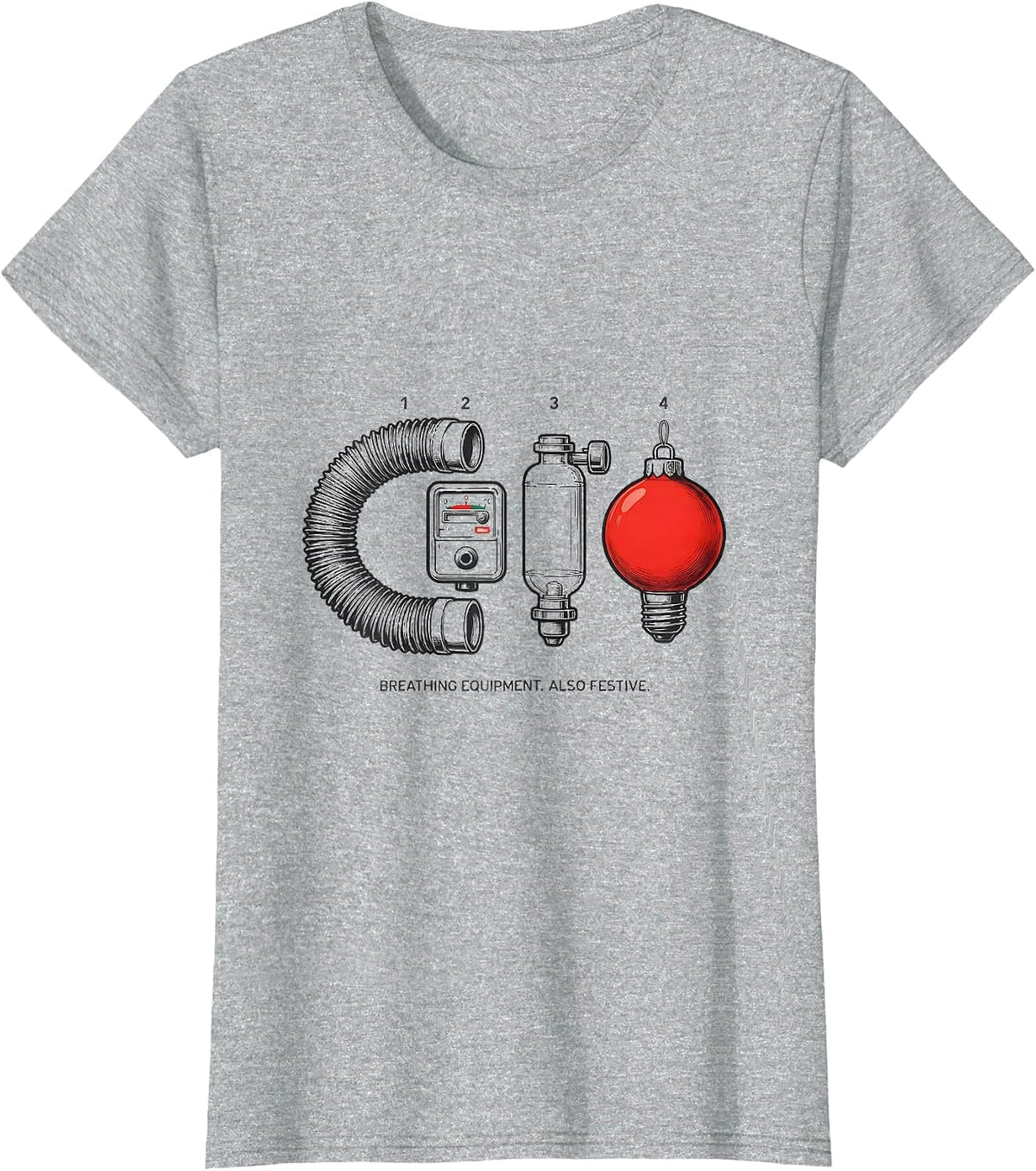 Breathing Equipment Also Festive Respiratory Therapist T-Shirt - Heather Grey