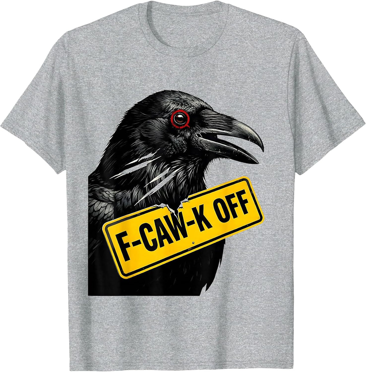 Men's F-Caw-K Off Pop Art Crow Dark Humor Gothic Halloween T-Shirt - Heather Grey