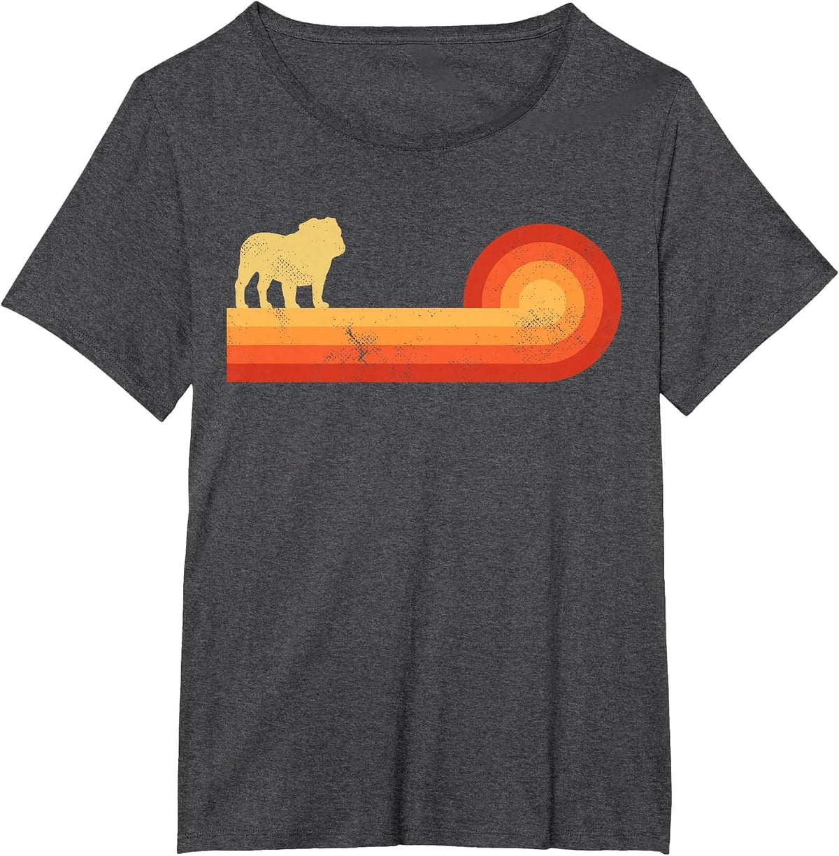 English Bulldog Retro Vintage 60s 70s Sunset Dog Lovers Men T-Shirt - Dark Heather Grey