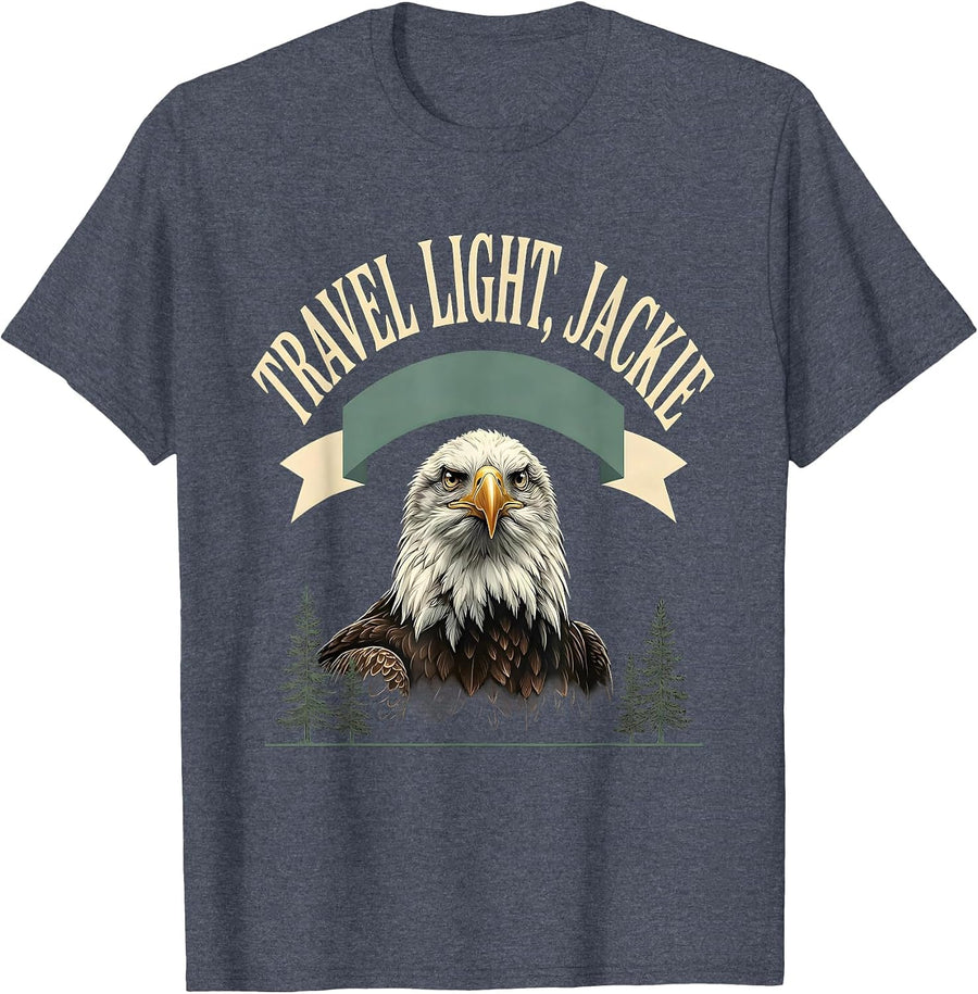 Travel Light, Jackie Bald Eagle Memorial Tribute Wildlife T-Shirt - Heather Blue