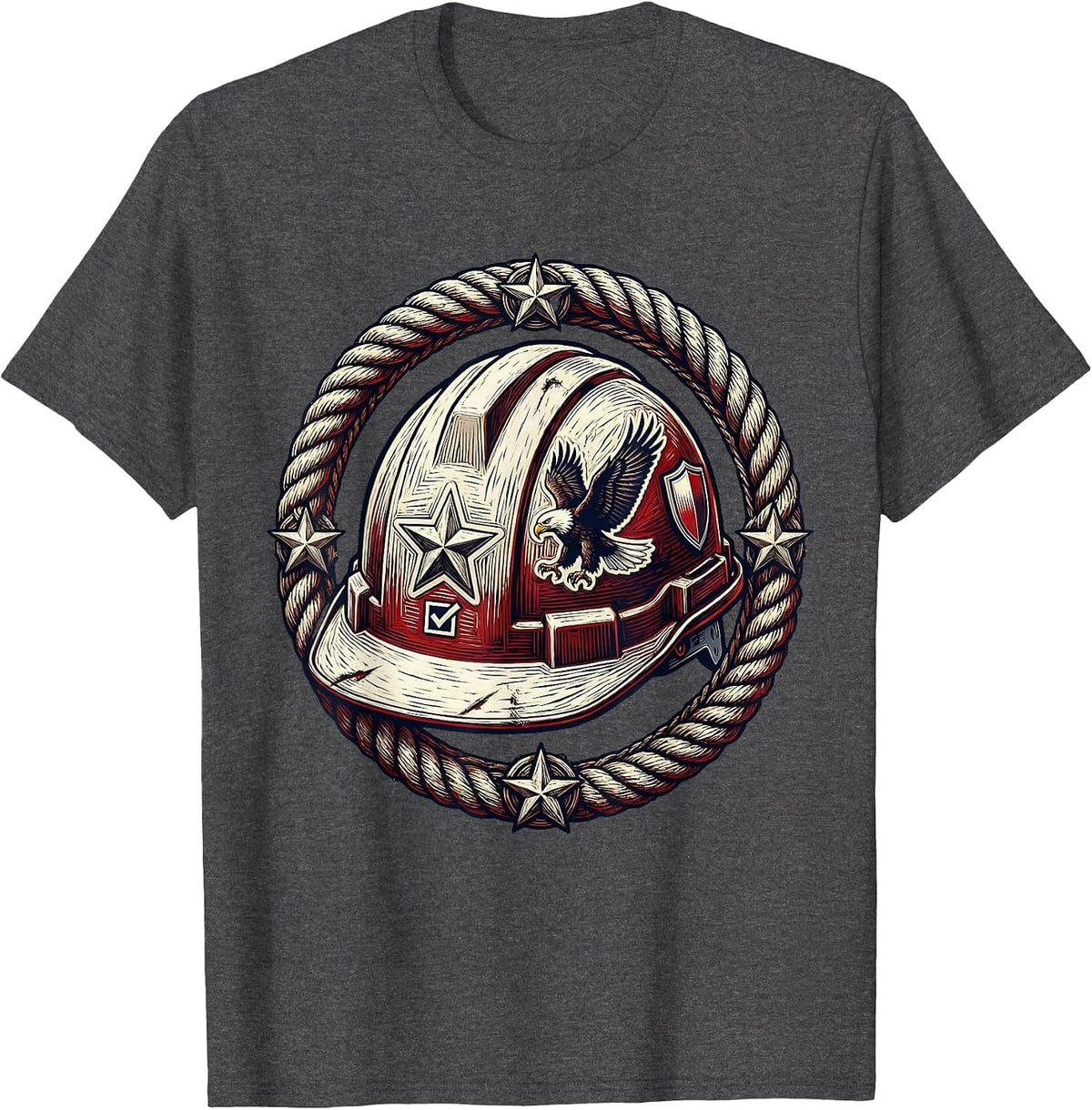 Men's Patriotic Hard Hat Voting Labor Day Graphic T-Shirt - Dark Heather Grey