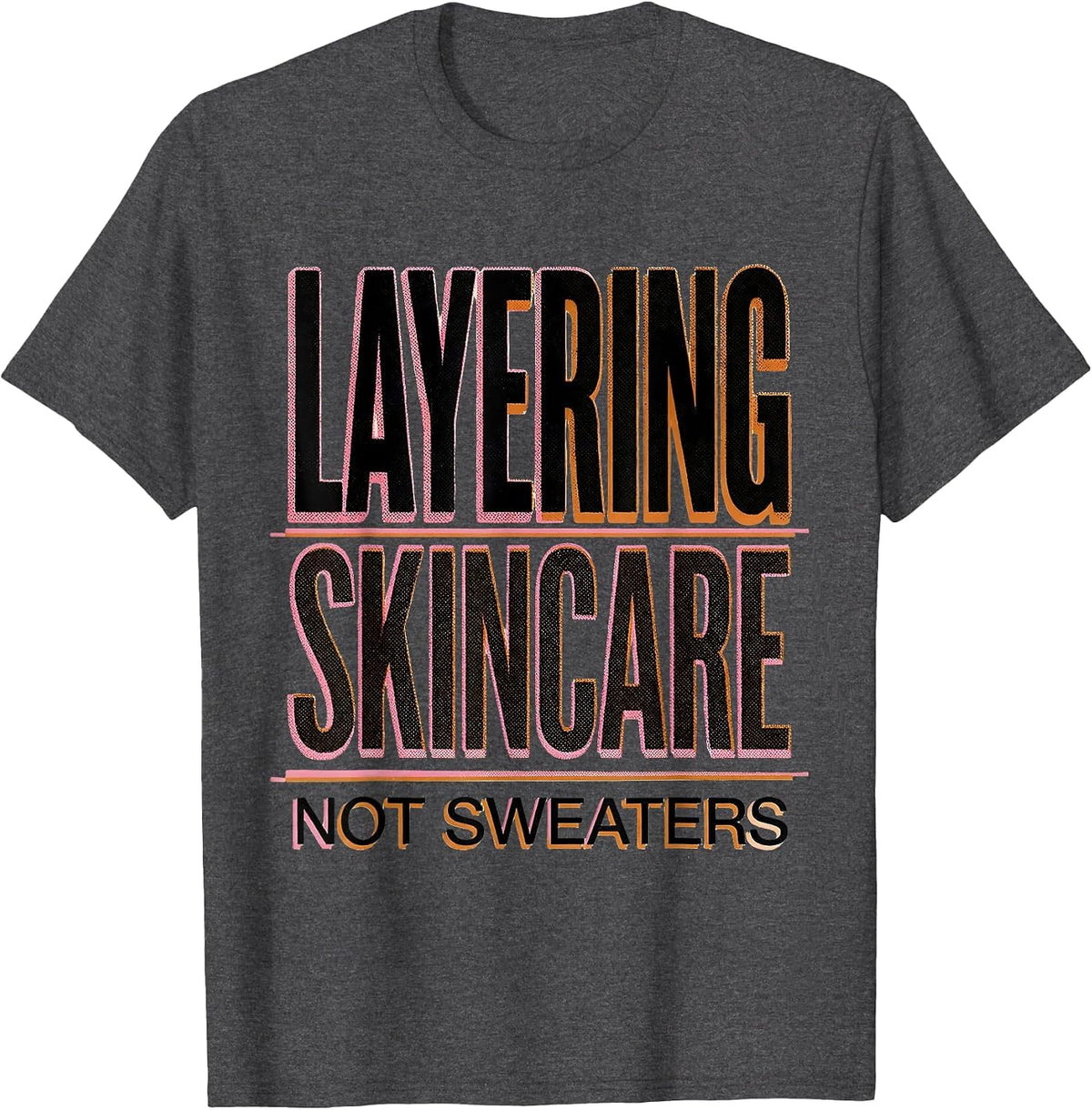 K-Beauty Skincare Fall Layering Design T-Shirt - Dark Heather Grey