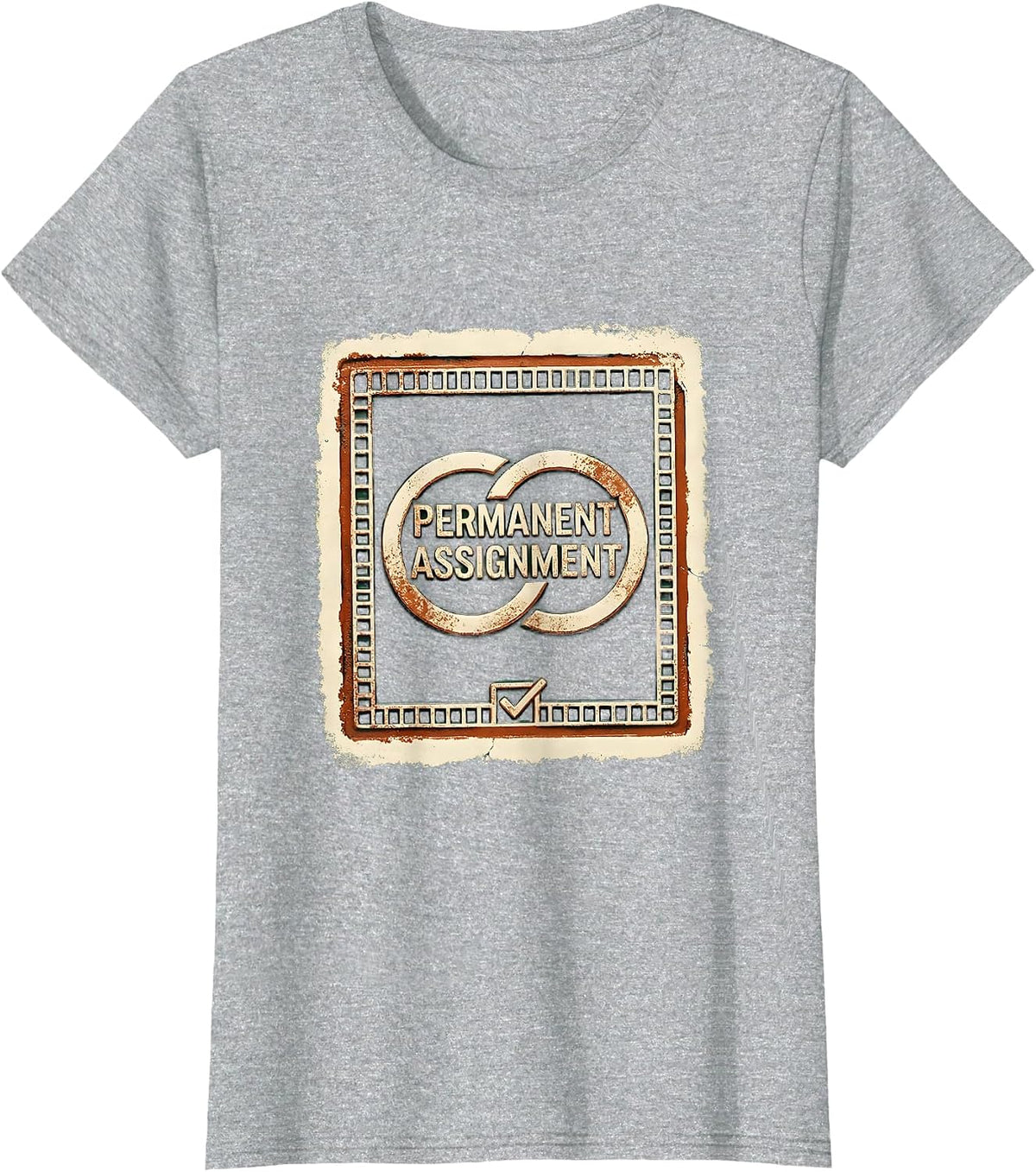 Permanent Assignment Rubber Stamp Skeleton Wedding Humor T-Shirt - Heather Grey