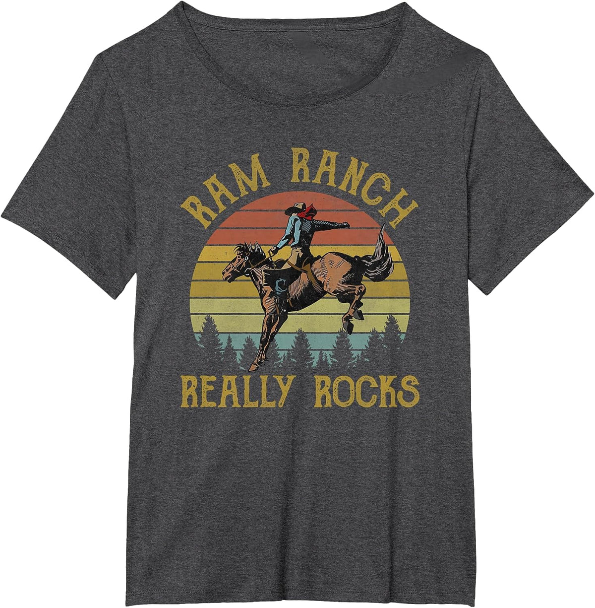 Ram Ranch Really Rocks Cowboy Riding Horse Western Country T-Shirt - Dark Heather Grey