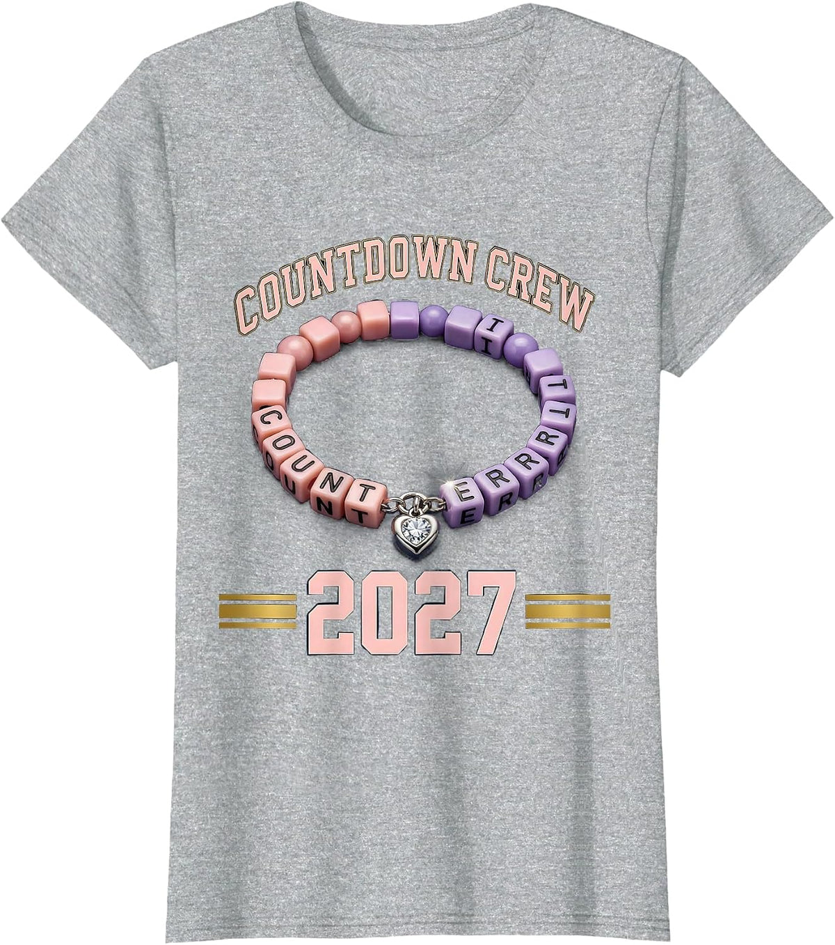 Countdown Crew 2027 Sports Matching Friendship Bead T-Shirt - Heather Grey