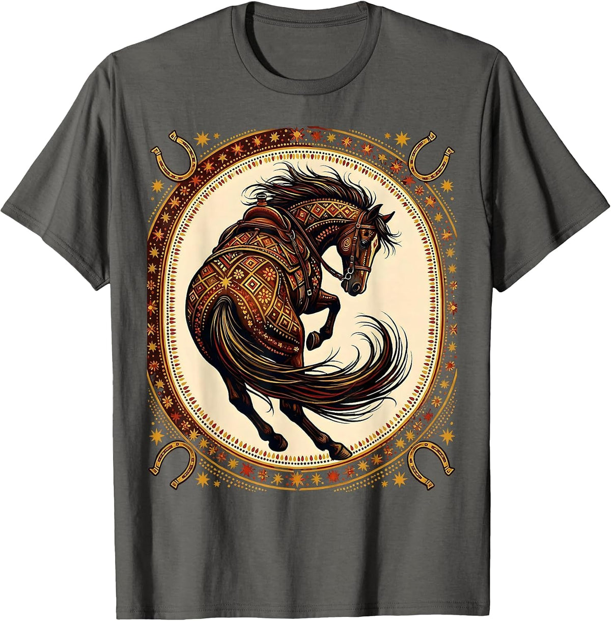 Barrel Racer Horse Leaning Hard Turn Rodeo T-Shirt - Asphalt Grey