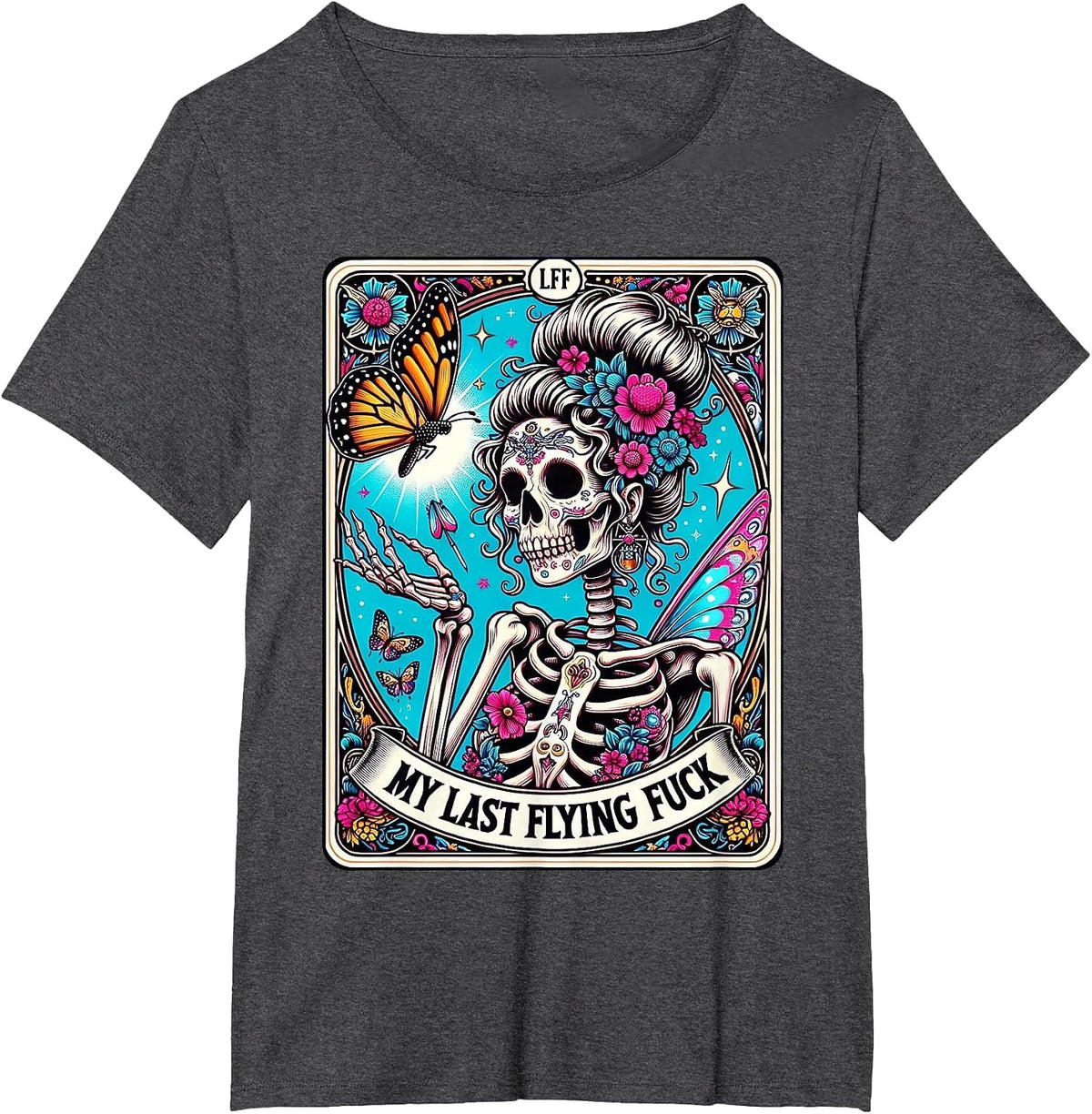 My Last Flying Fuck Tarot Card Funny T-Shirt - Dark Heather Grey