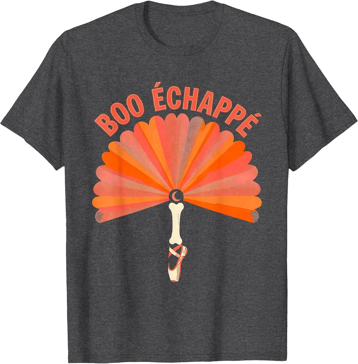 Boo Échappé Risograph Skeleton Ballerina Halloween Costume T-Shirt - Dark Heather Grey
