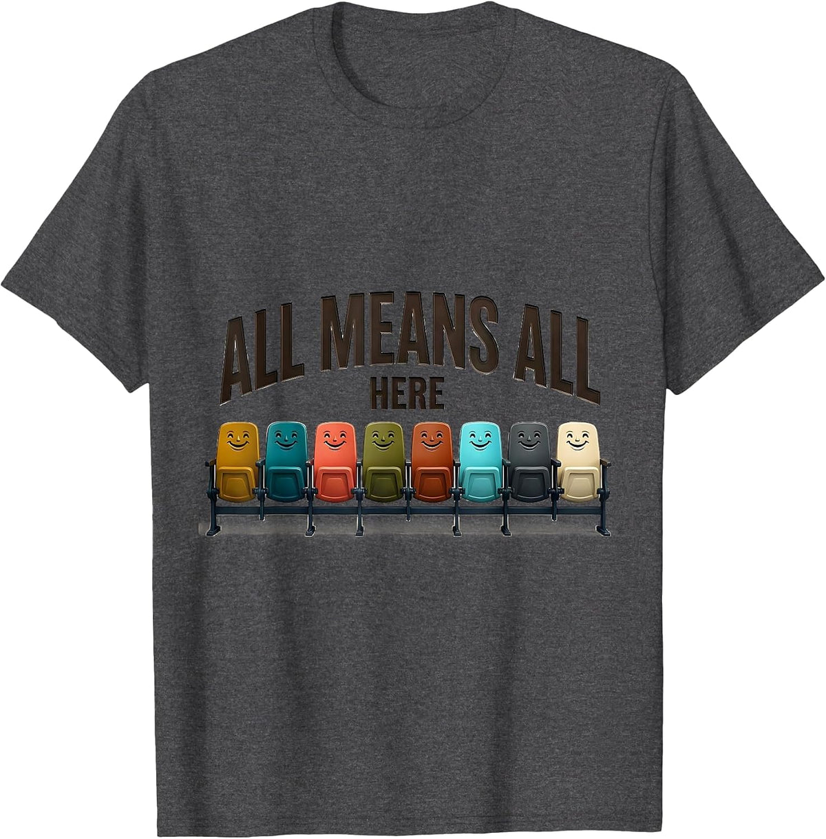 All Means All Here Special Education Teacher Autism T-Shirt - Dark Heather Grey