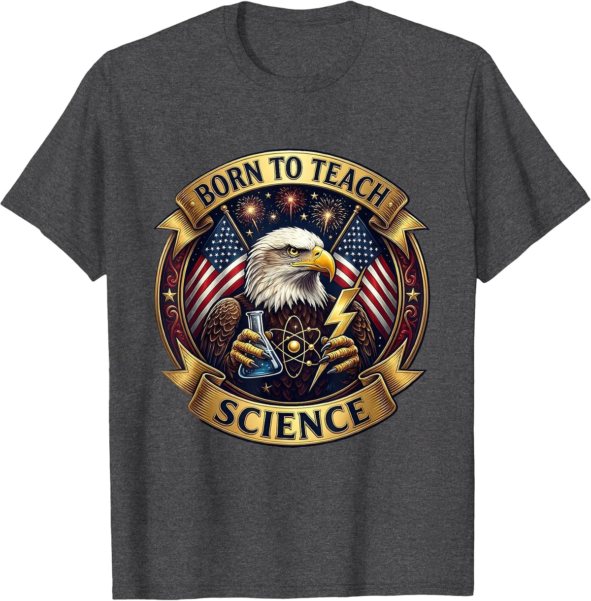 Born to Teach Science Educator Design T-Shirt - Dark Heather Grey