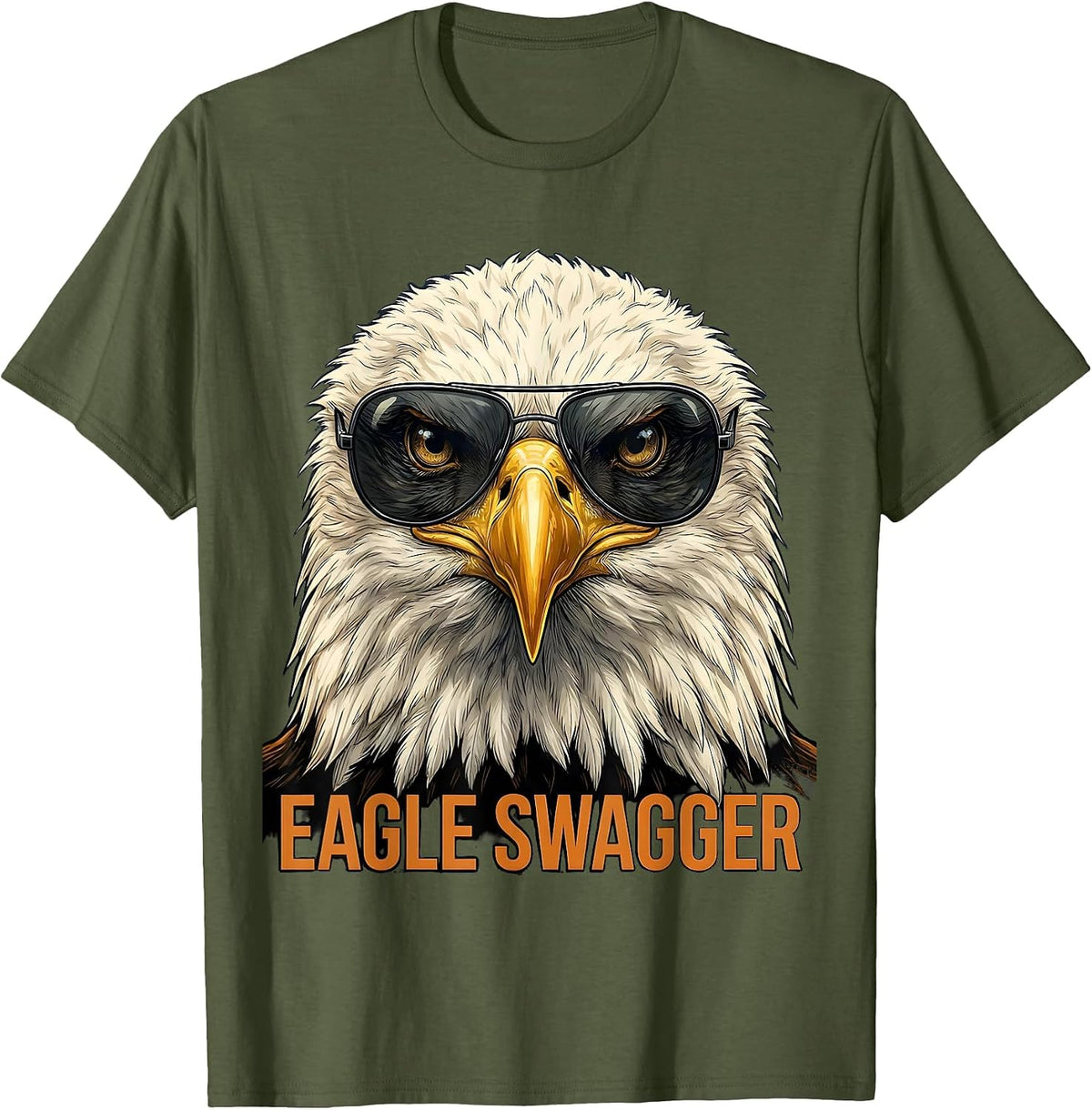 Eagle Swagger Playful Bald Eagle Wildlife Lover Pride Kids T-Shirt - Olive Green