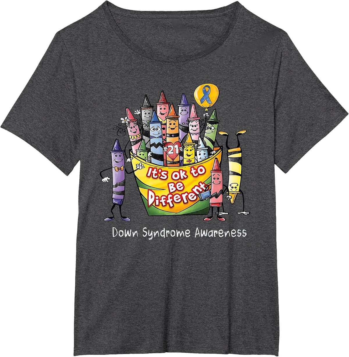 Its OK to Be Different Down Syndrome Awareness Down Syndrome T-Shirt - Dark Heather Grey