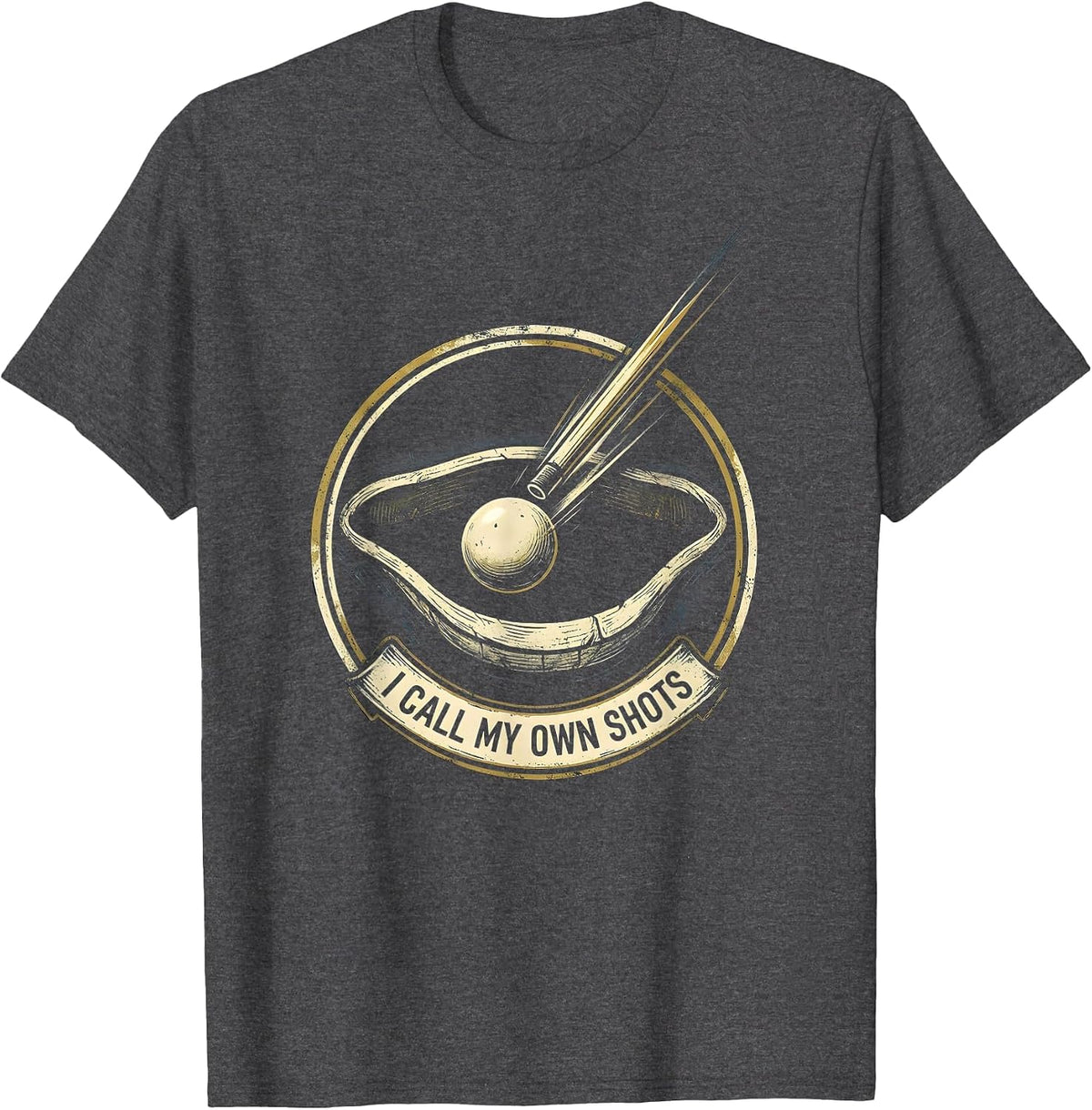 Men's I Call My Own Shots Funny Billiards Pool Player Humor T-Shirt - Dark Heather Grey