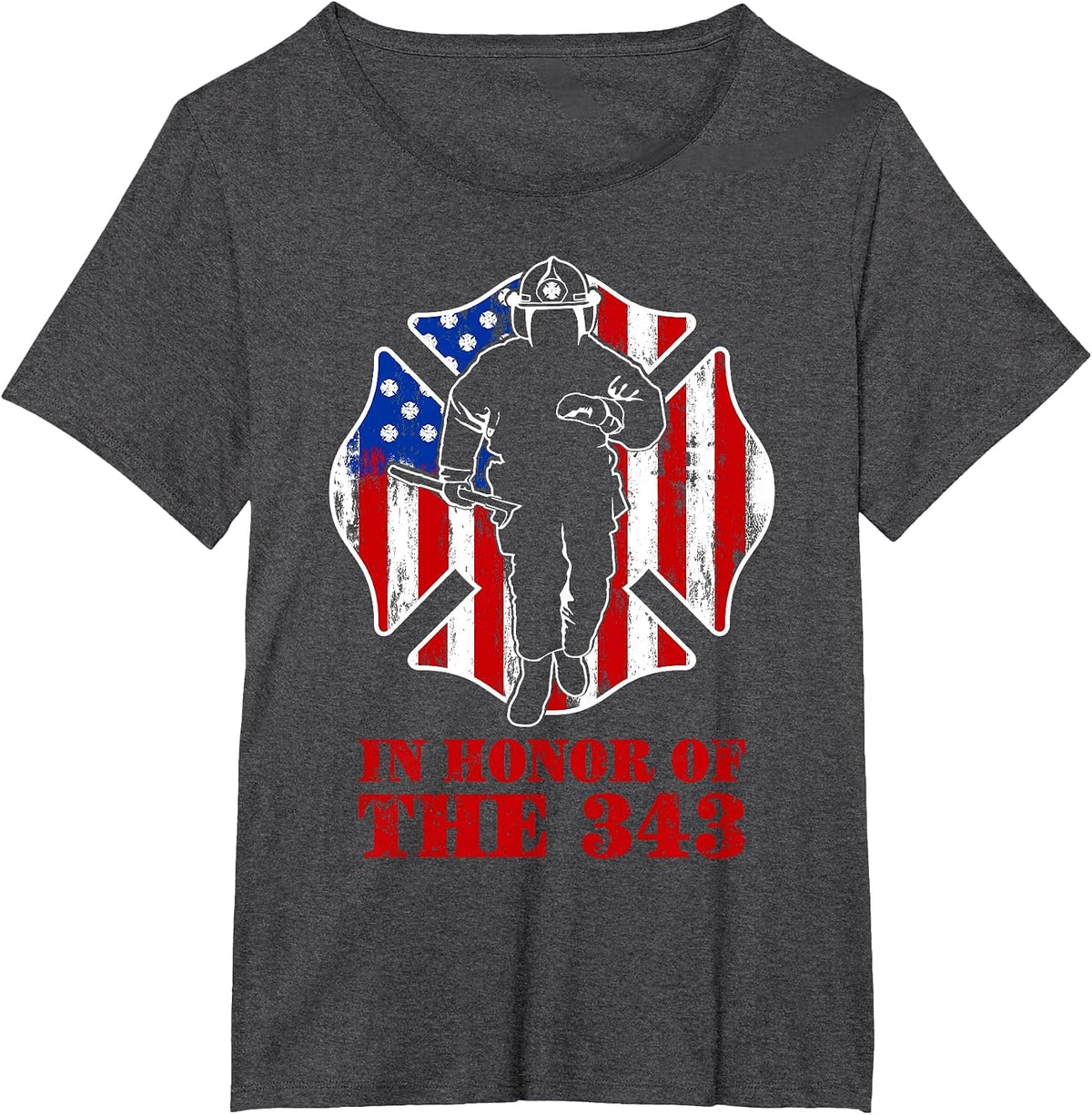 in Erinnerung und Ehre Werden wir nie vergessen 343 Fireman T-Shirt - Dark Heather Grey