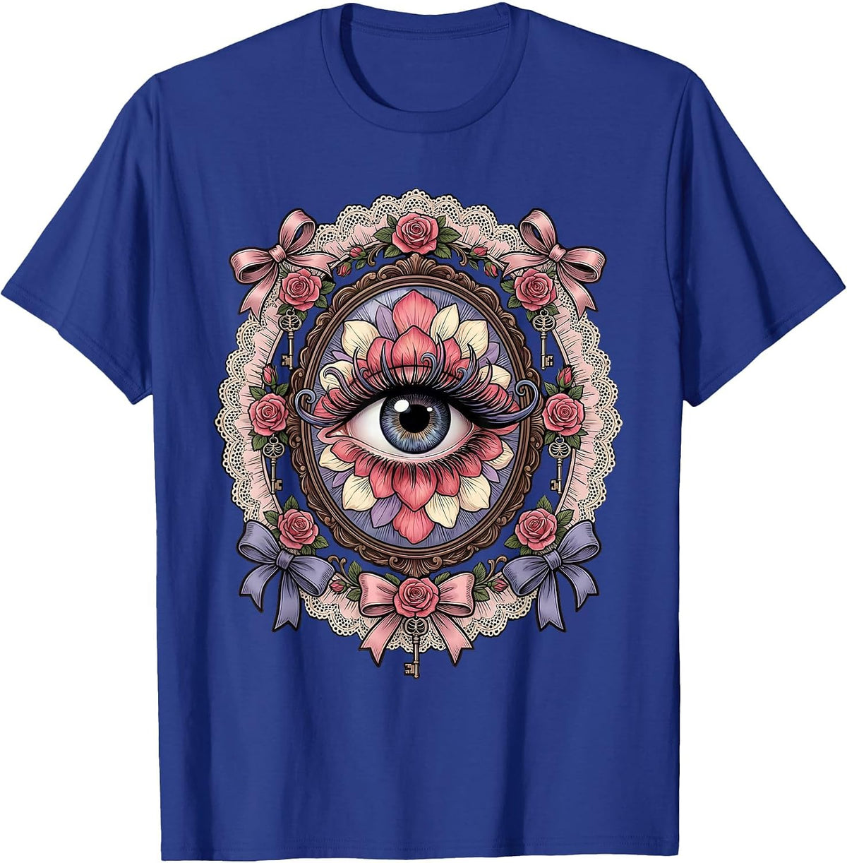Men's Bold Eye Long Lashes Graphic Tee Gigi Design T-Shirt - Royal Blue