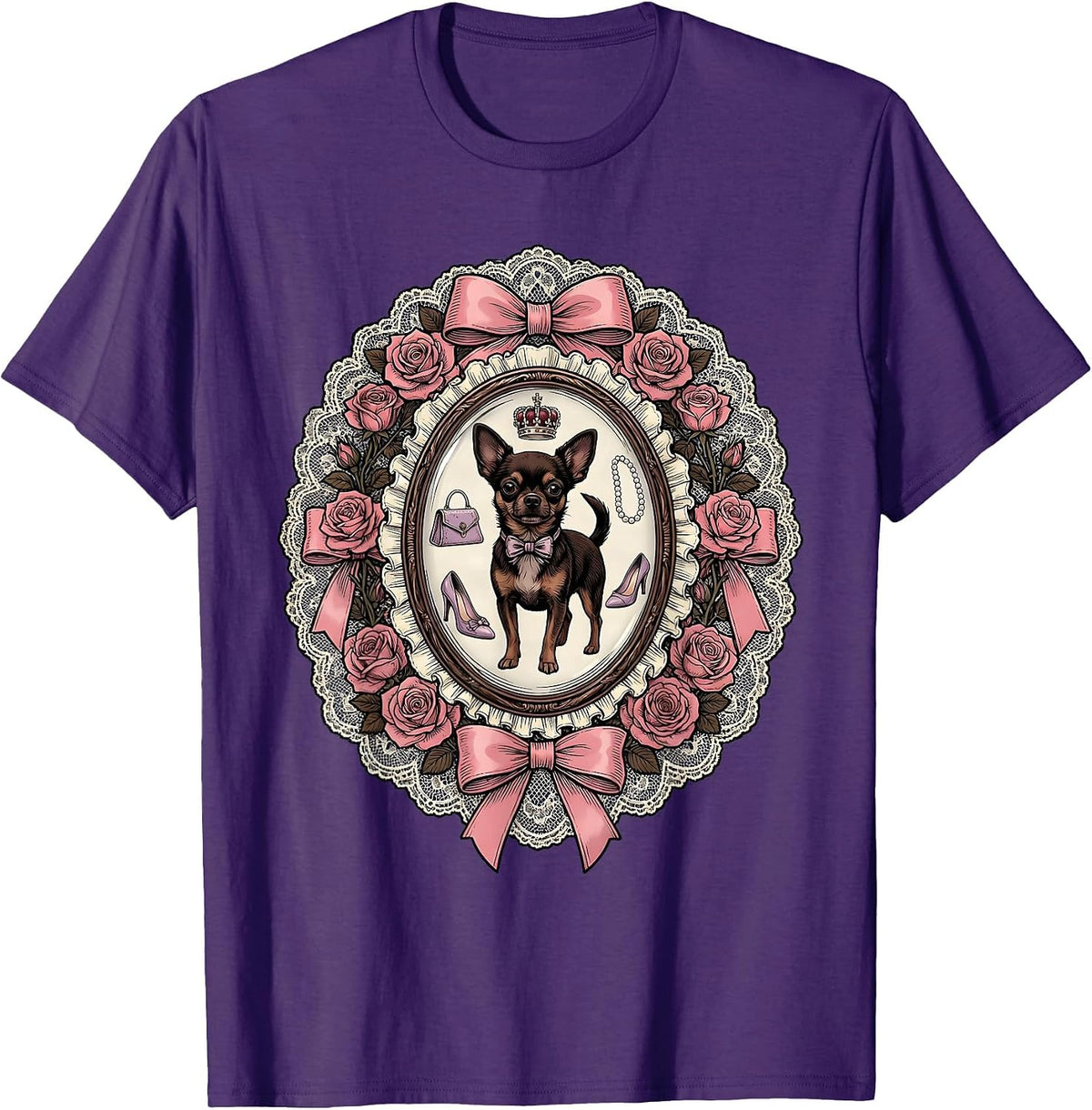 Gigi Chic Dog Walker Graphic Tee T-Shirt - Purple