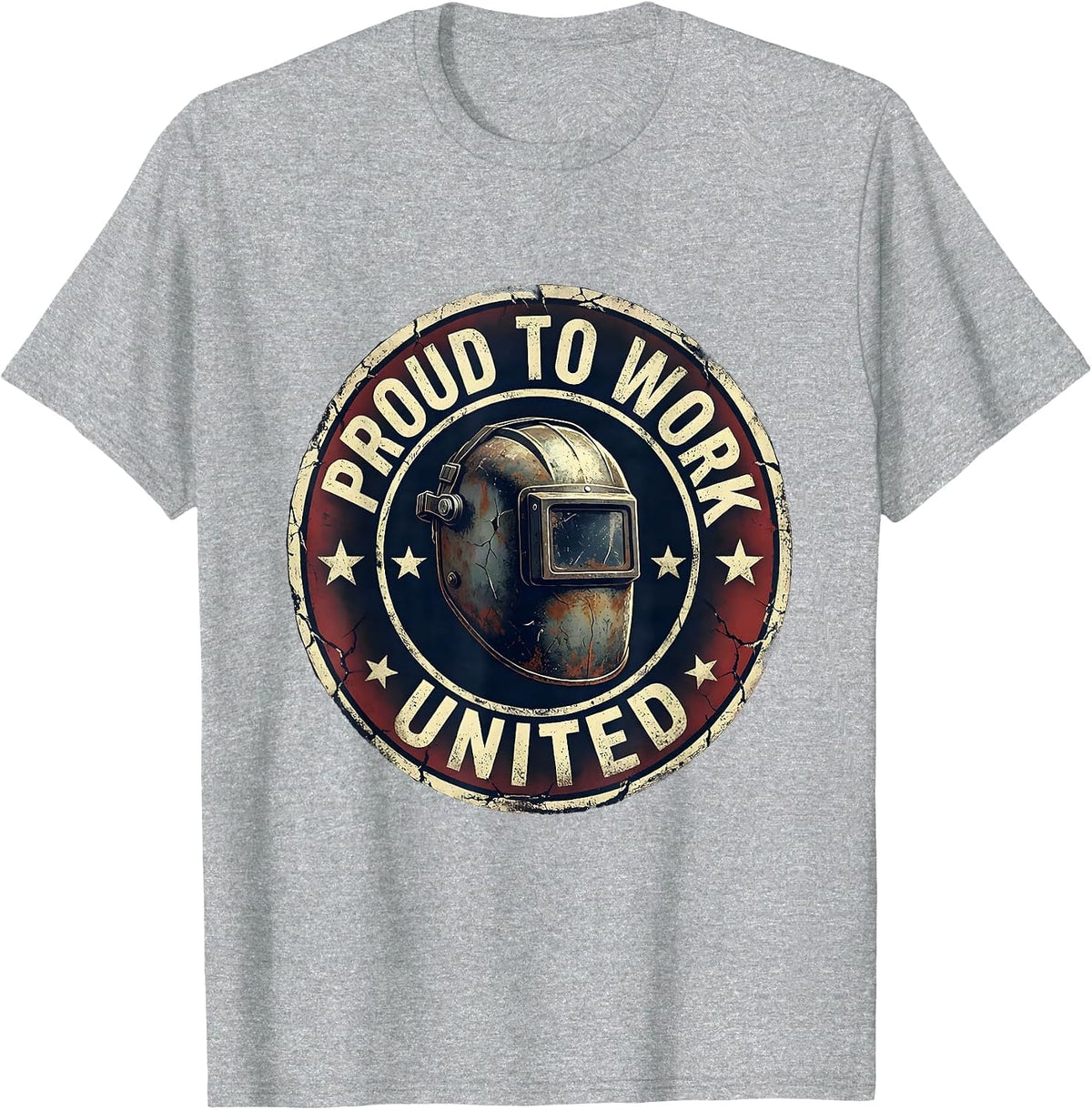 Men's Proud To Work United Distressed Union Worker Labor Day T-Shirt - Heather Grey