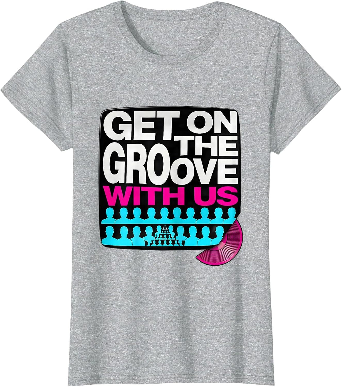 Get On The Groove With Us Retro 70s Funk Afro Soul Disco T-Shirt - Heather Grey