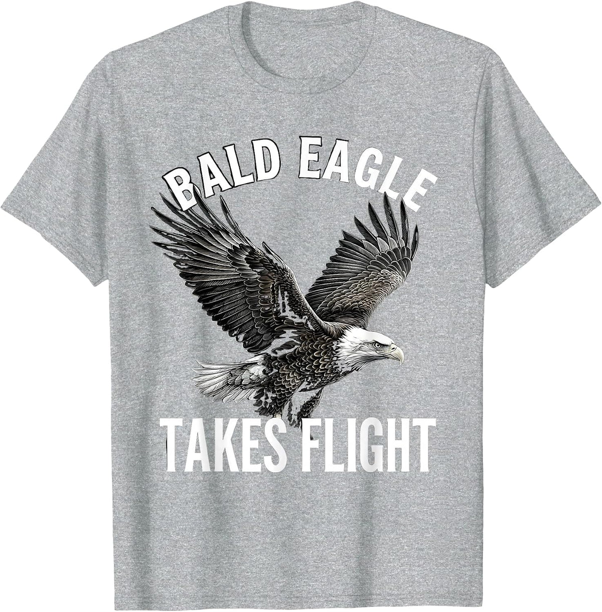 Men's Bald Eagle Takes Flight Patriotic Wildlife Bird Nature T-Shirt - Heather Grey