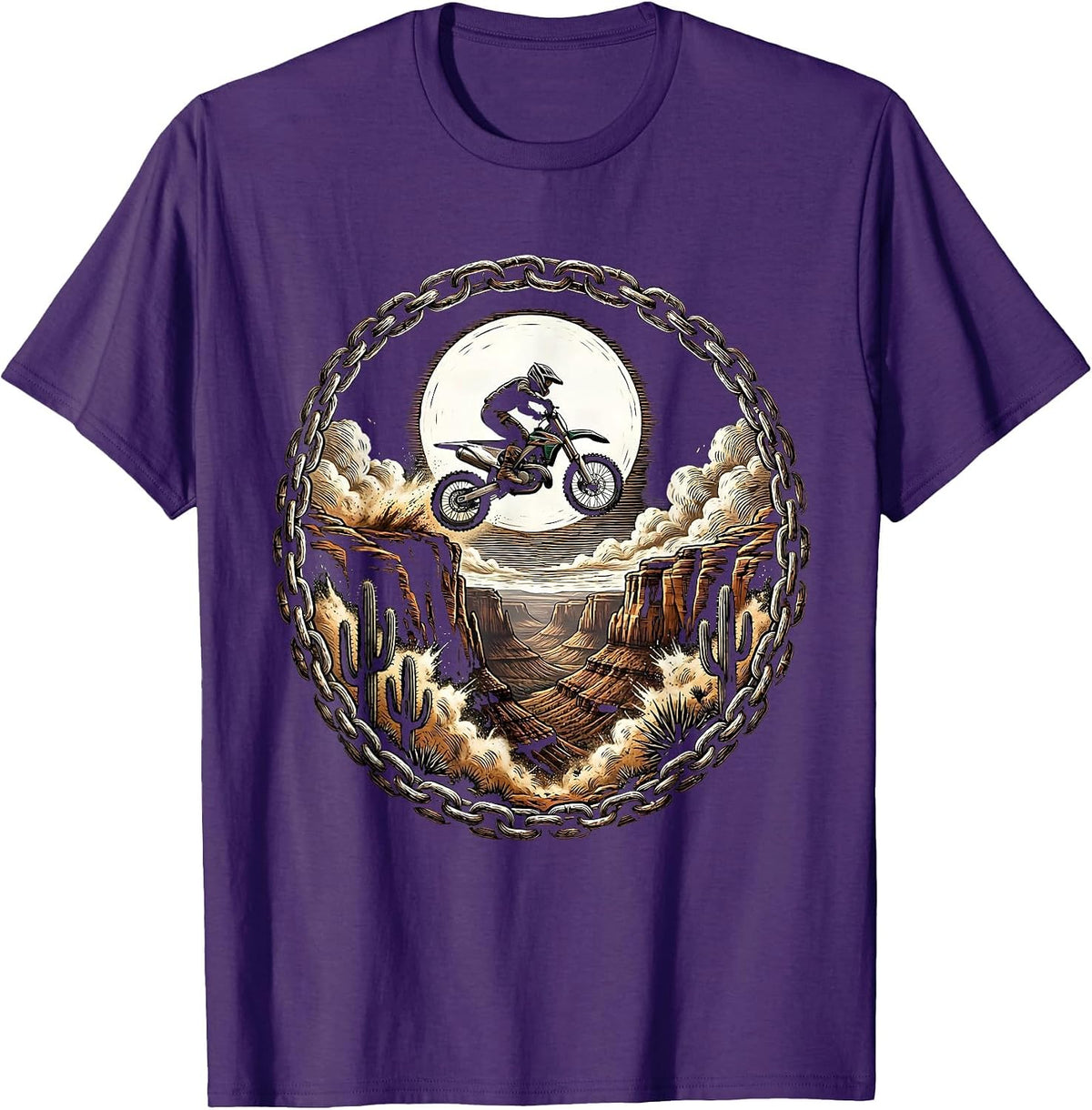 Dirt Bike Canyon Jump Gen X Motocross Graphic T-Shirt - Purple