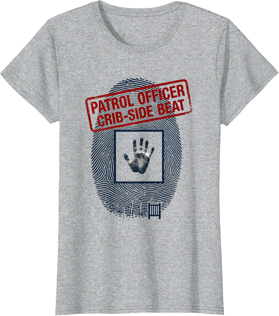 Patrol Officer Crib-Side Beat Funny Police Officer Kids T-Shirt - Heather Grey