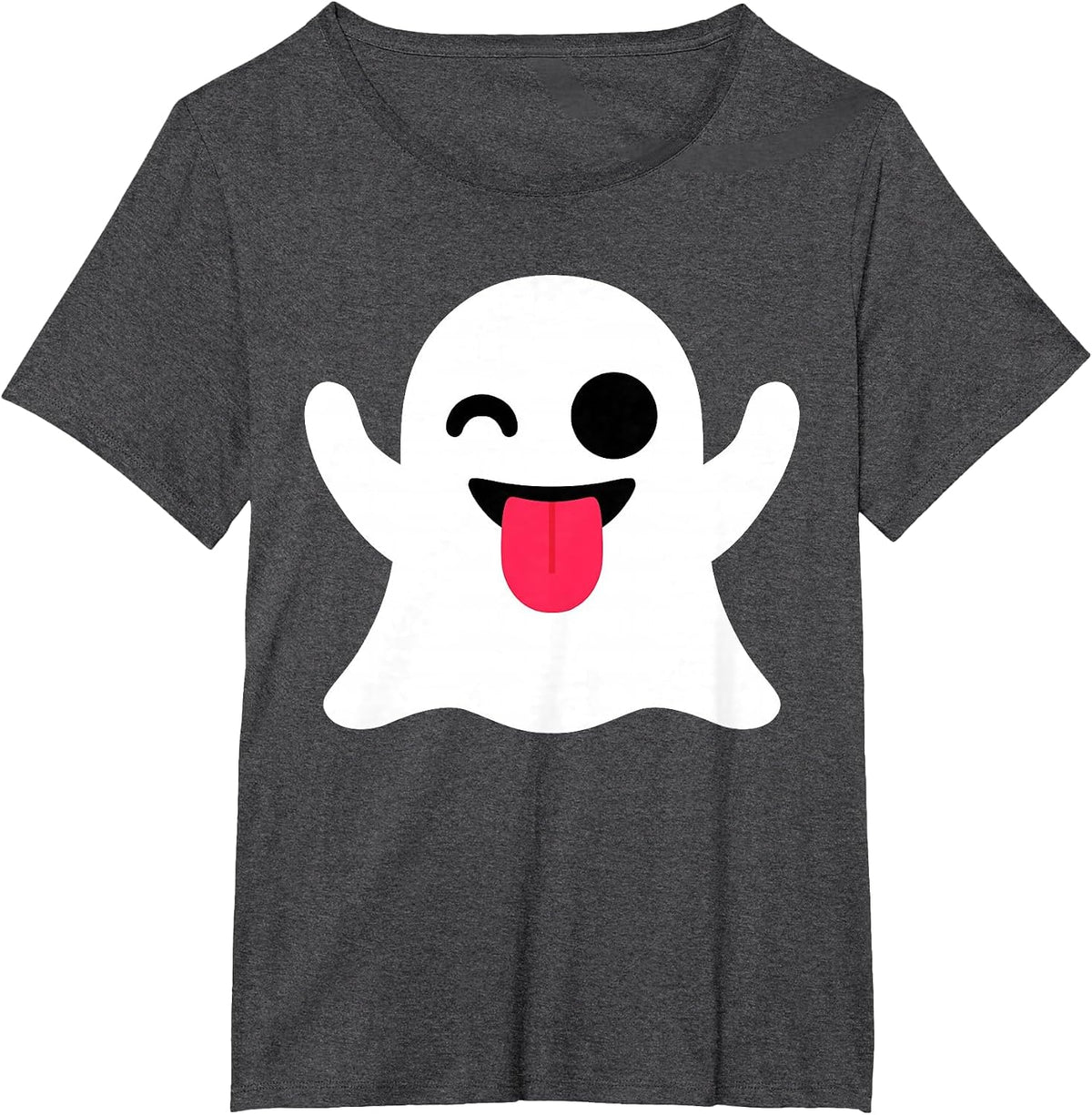 Funny Emoticon Cute Ghost Boo Face Halloween Costume T-Shirt - Dark Heather Grey