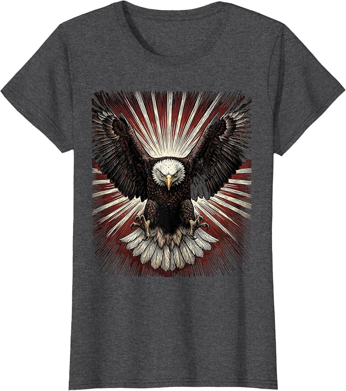 Women's 250th Anniversary USA Bald Eagle Sunburst Design T-Shirt - Dark Heather Grey