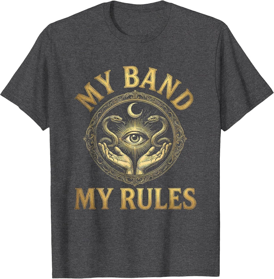 Men's My Band My Rules Bold Music Graphic Design T-Shirt - Dark Heather Grey