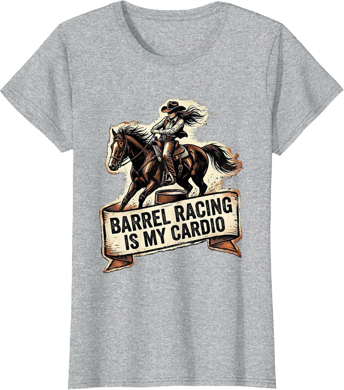 Barrel Racing Is My Cardio Rodeo Design T-Shirt - Heather Grey