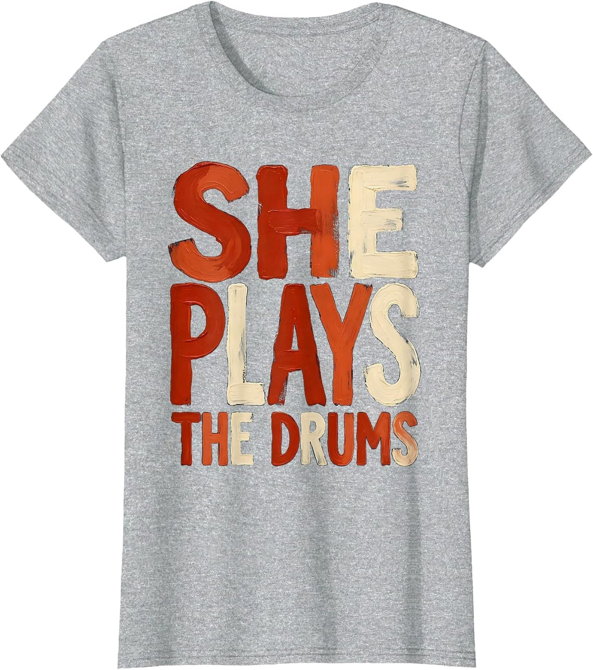 She Plays The Drums Band Music Design T-Shirt - Heather Grey