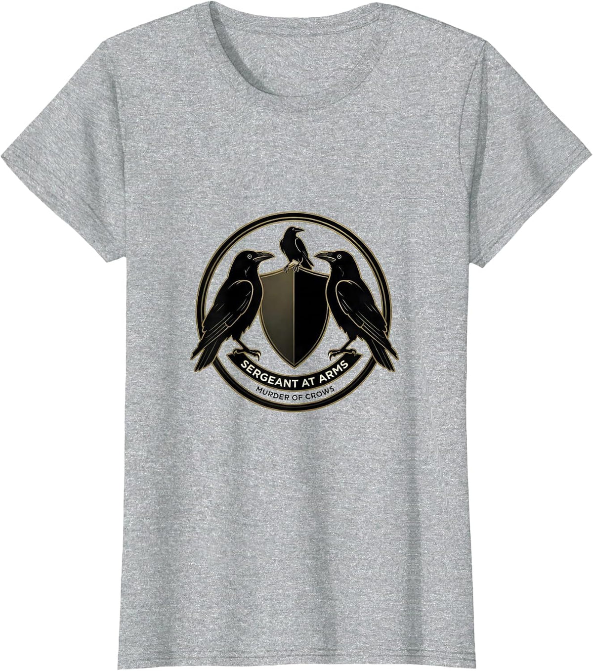 Sergeant At Arms Murder of Crows Dark Humor Gothic Raven T-Shirt - Heather Grey