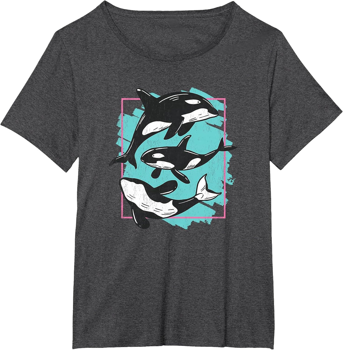 Save The Ocean Orca Whale Sea Life Friends Graphic for Women T-Shirt - Dark Heather Grey